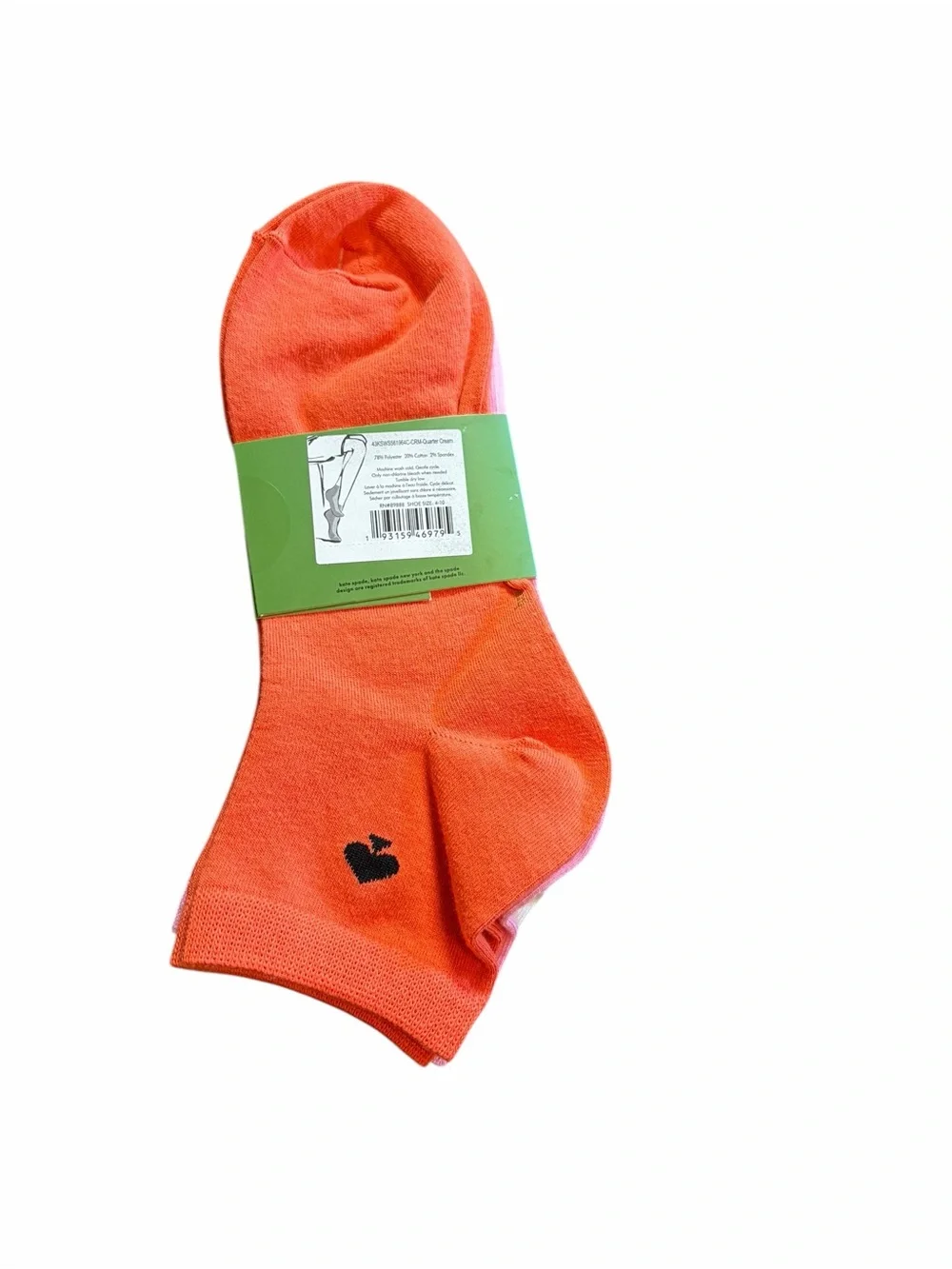 Kate Spade Pink & Coral Floral Cottagecore Quarter Socks Head Over Heels 3 Pack